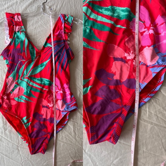 NWOT Jessica Simpson Tropical Print Ruffle Strap One-Piece Swimsuit S - Picture 15 of 15